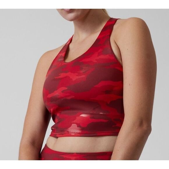 Athleta 984617-00-2 Women's Sz XS Red Luxe Camo Ultimate Printed Crop Top D-DD - Picture 7 of 8